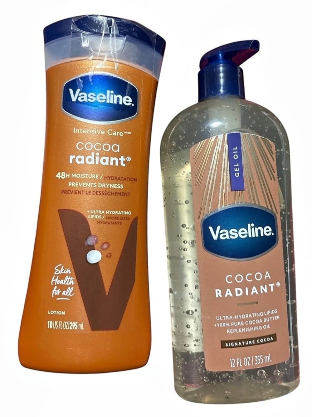 Vaseline Intensive Care Cocoa Radiant Lotion and Body Gel Oil Bundle